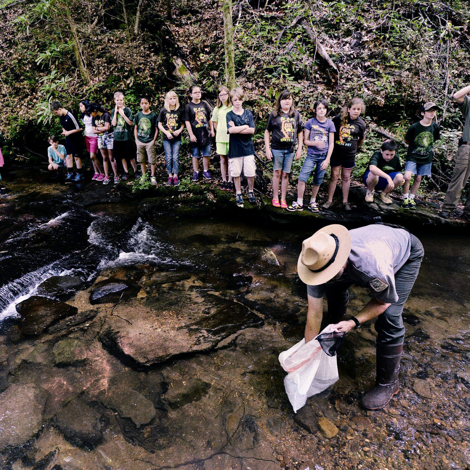 Mini-Grant funded trout release at Caesars Head State Park.